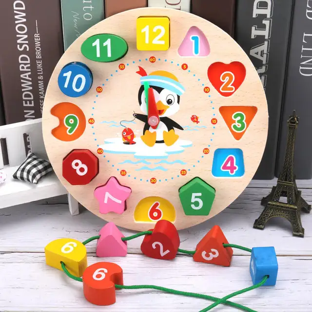 Early Learning Wooden Teaching Time Number Blocks