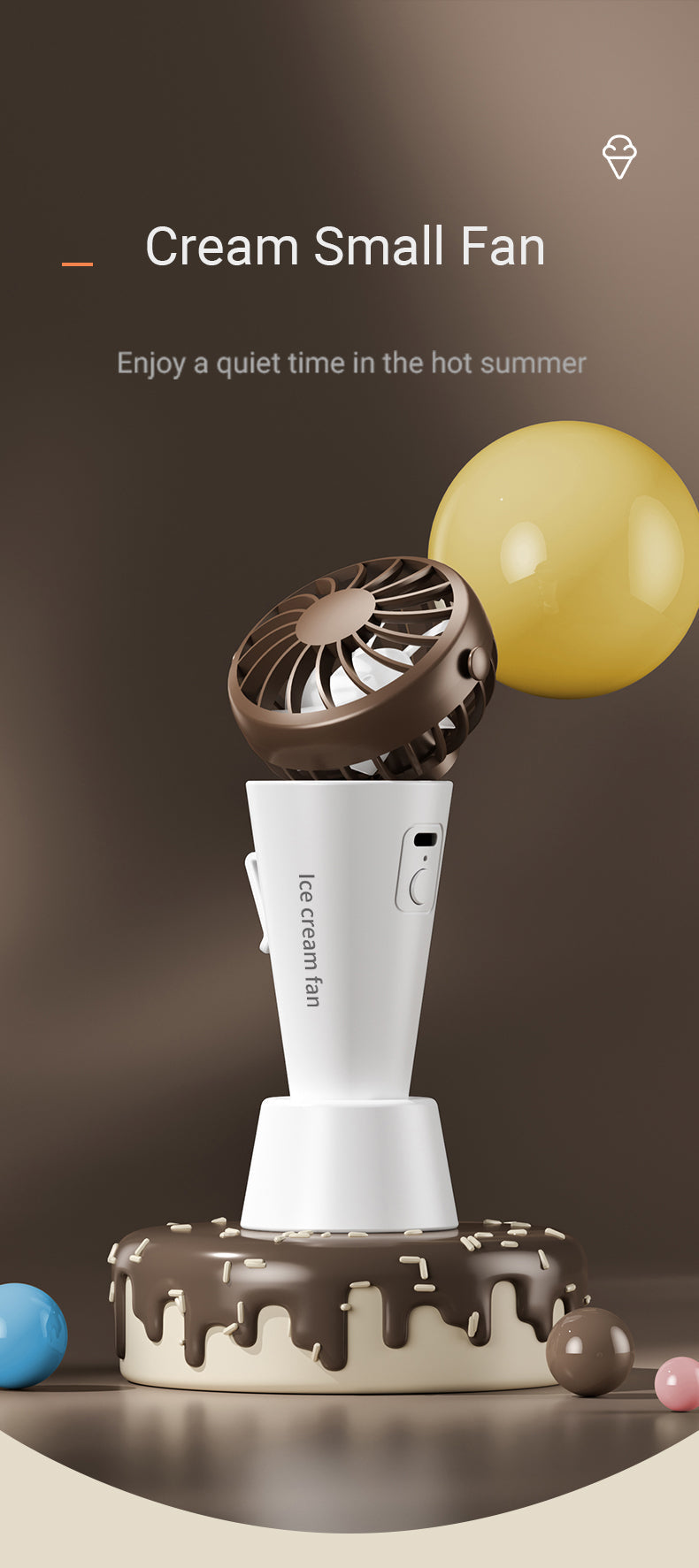 Ice Cream Shaped Handheld USB Fan