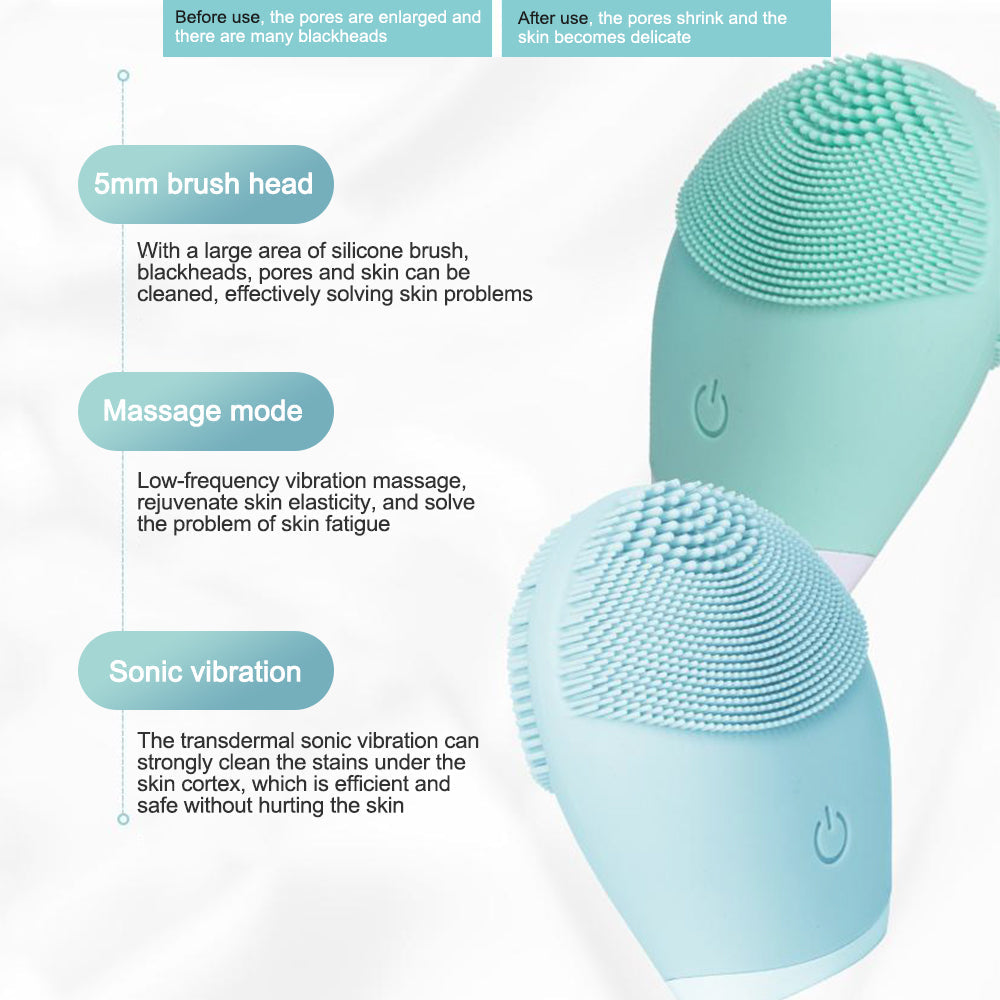 Waterproof sonic massager facial cleansing brush