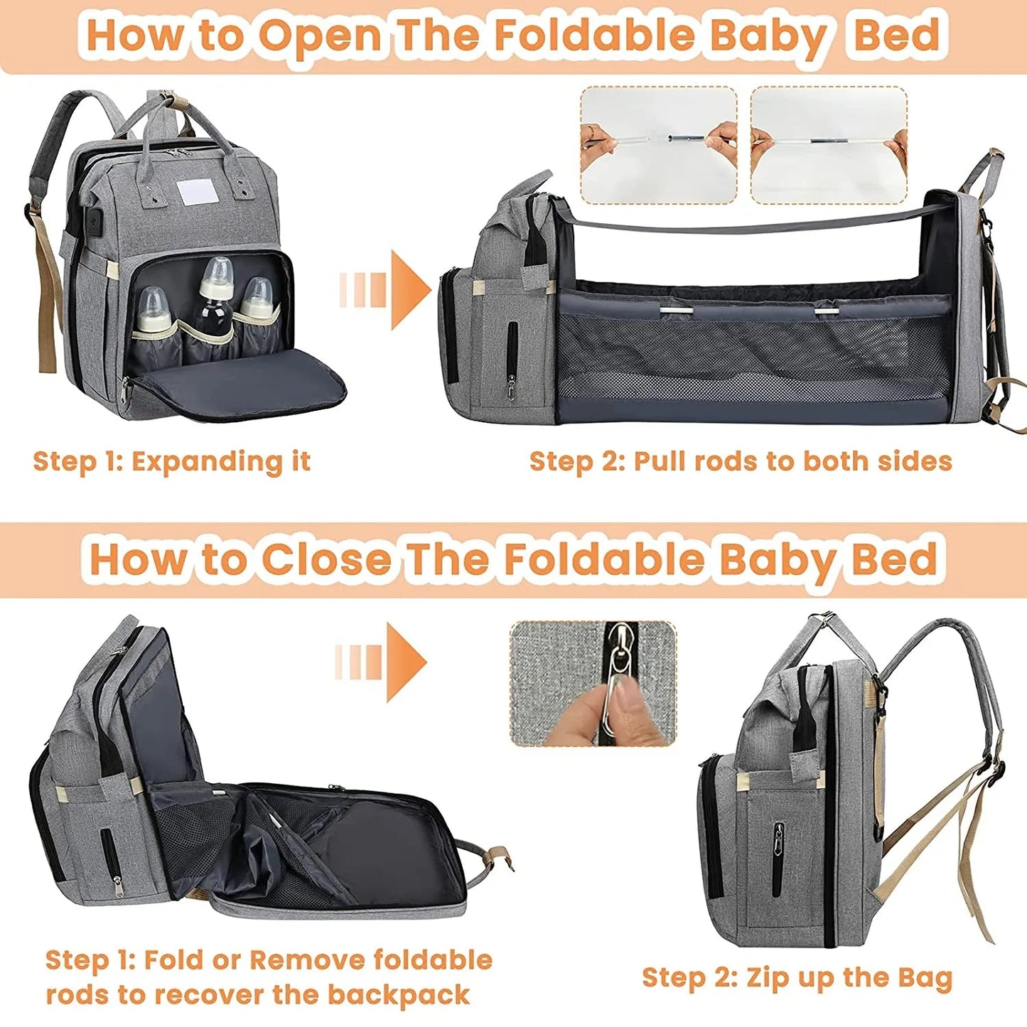 7 in 1 Multifunctional Baby Bag