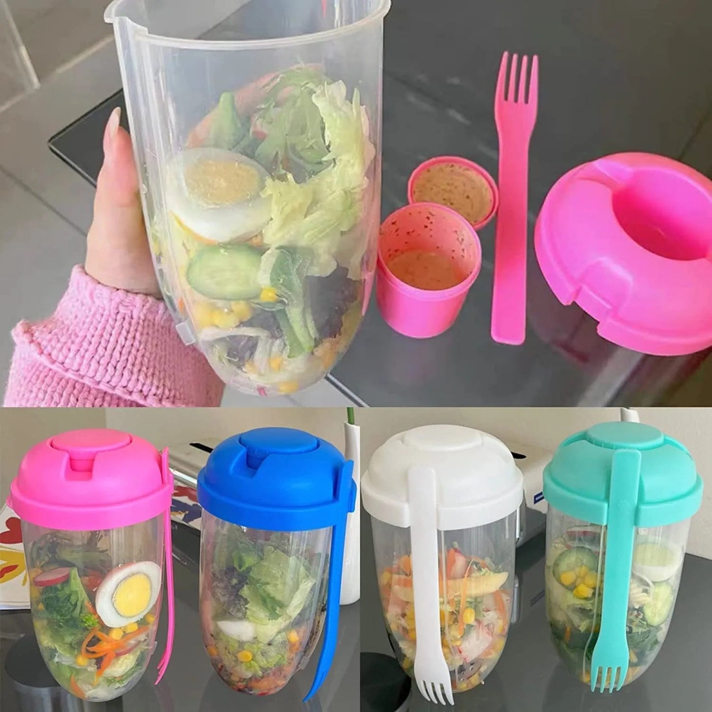 Salad Shaker Cup with sauce holder