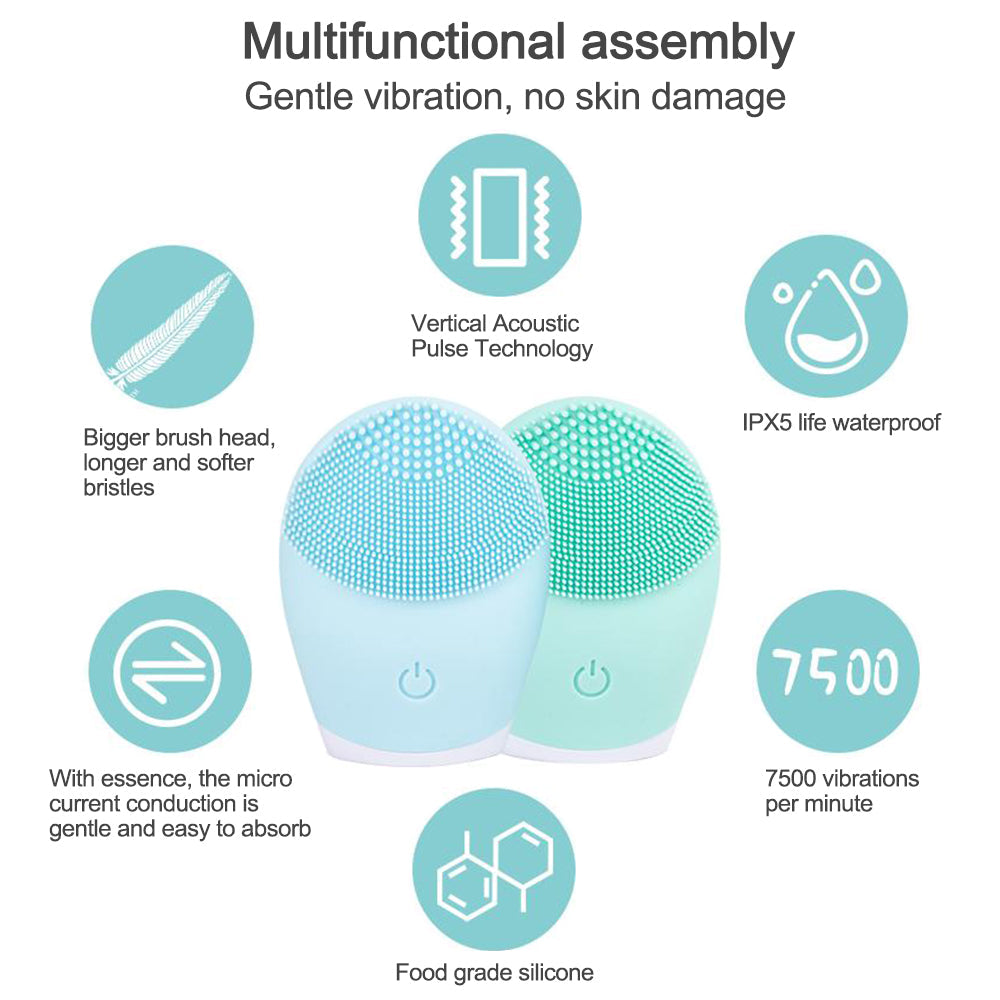 Waterproof sonic massager facial cleansing brush