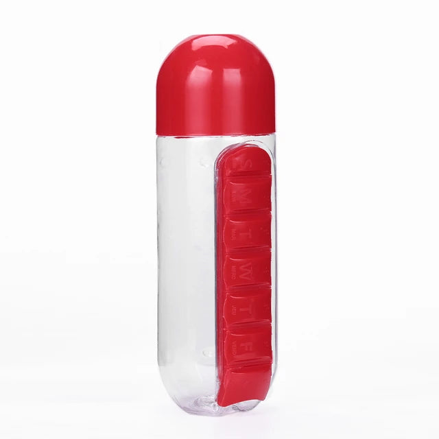 Pill Box Organizer With Water Bottle