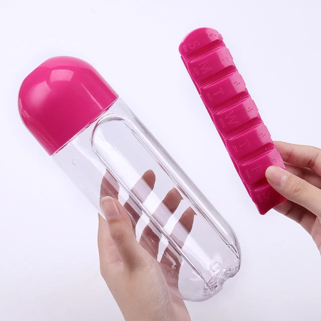 Pill Box Organizer With Water Bottle