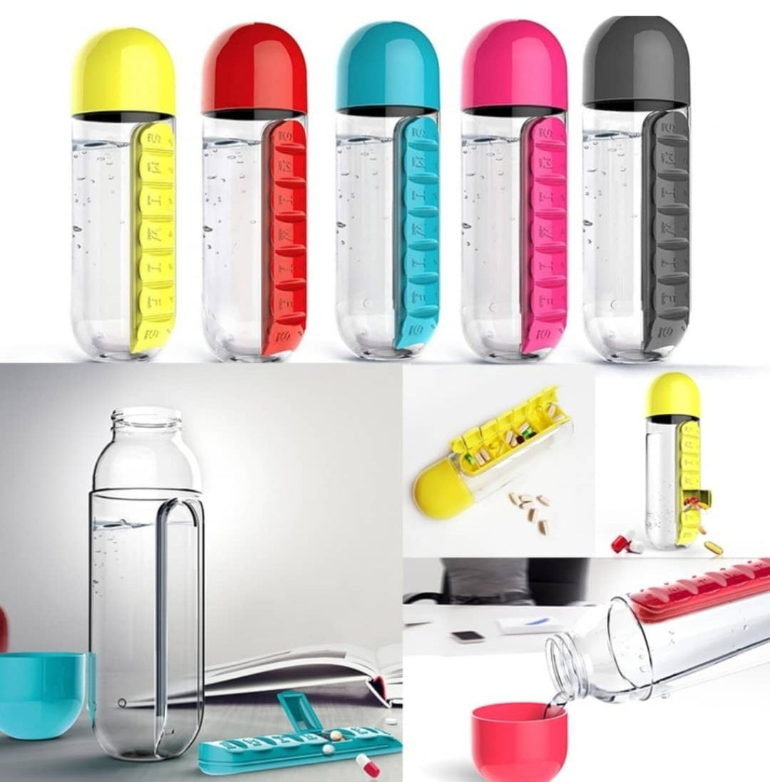 Pill Box Organizer With Water Bottle