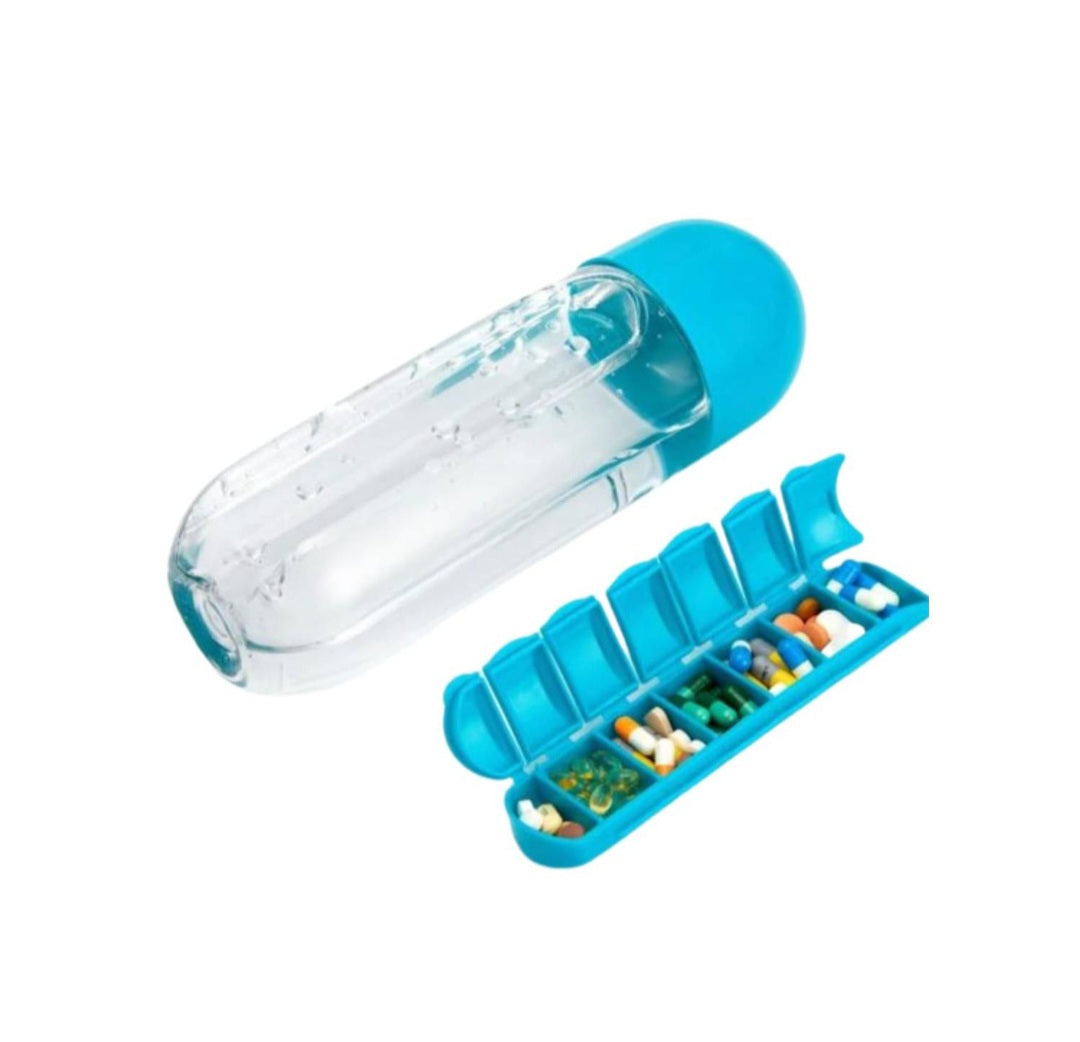 Pill Box Organizer With Water Bottle