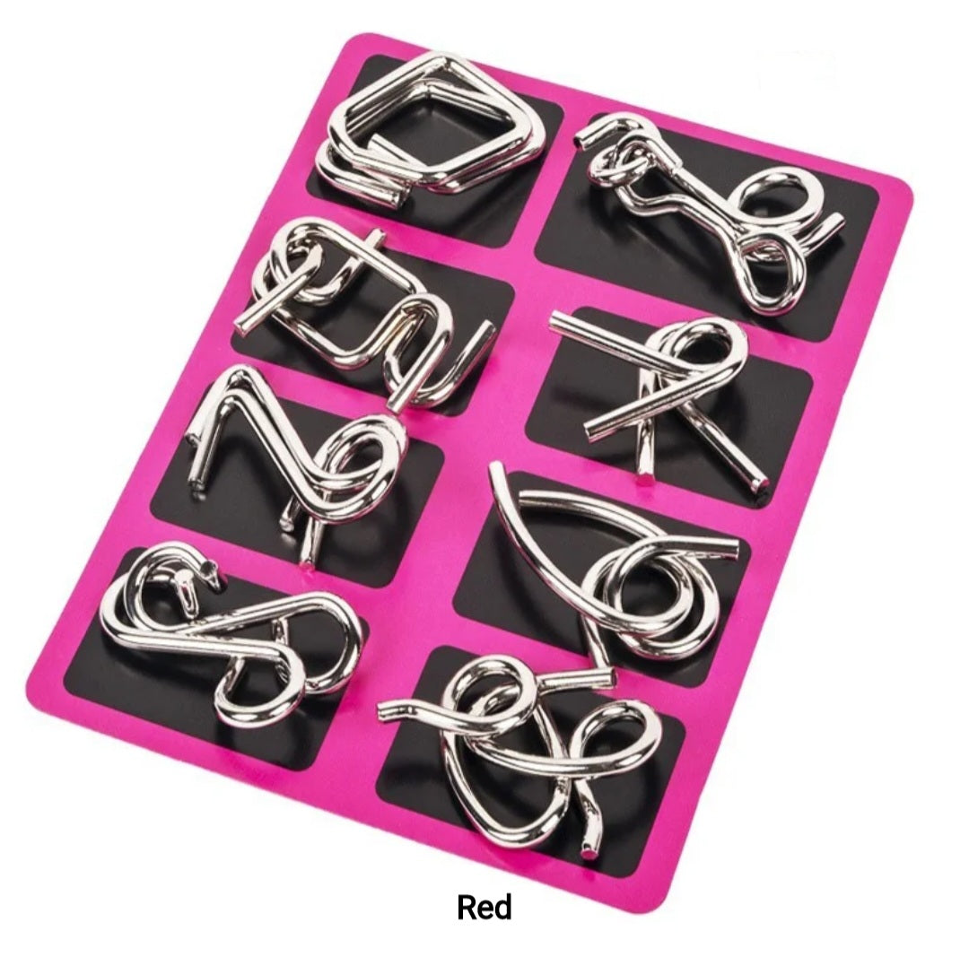 8pcs set Metal Wire Puzzle Toy Brain Teaser Game Kid Mind IQ Test Ring