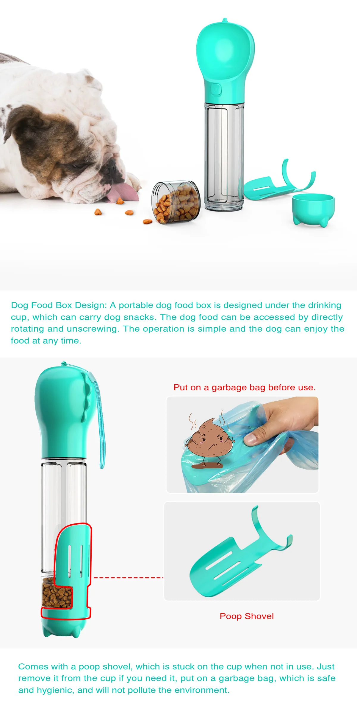 Multifunctional Dog Water Bottle, Feeder and Bag